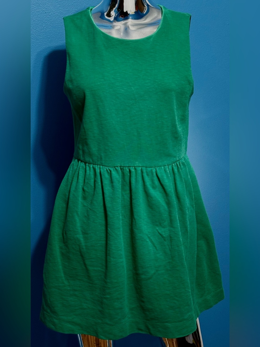 J. Crew Emerald Green Sleeveless Gathered Waist Dress